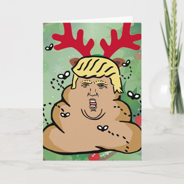 poop reindeer donald trump helgkort (Framsida)