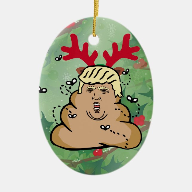 poop reindeer donald trump julgransprydnad keramik (Framsidan)