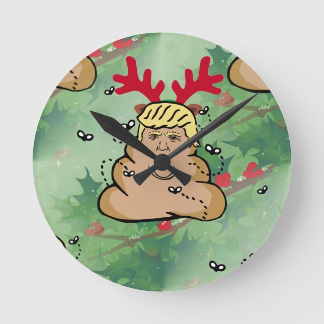 poop reindeer donald trump rund klocka (Framsida)