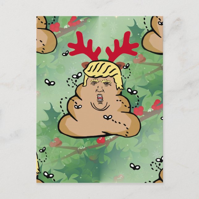 poop reindeer donald trump vykort (Framsida)