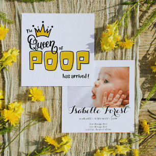 POOP:s drottning har kommit med ett födelsemeddela Inbjudningar
