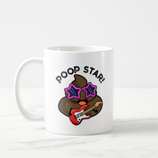 Poop Star Funny Pop Star Pun Kaffemugg (Vänster)