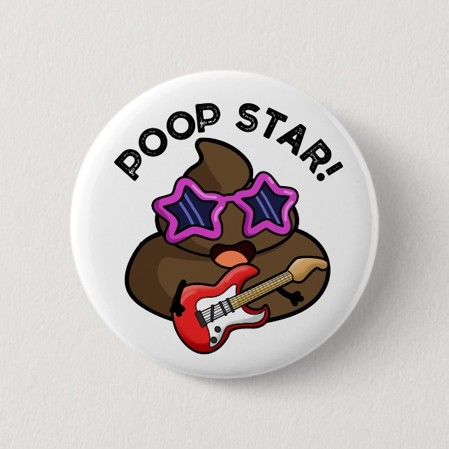 Poop Star Funny Pop Star Pun Knapp (Framsida)