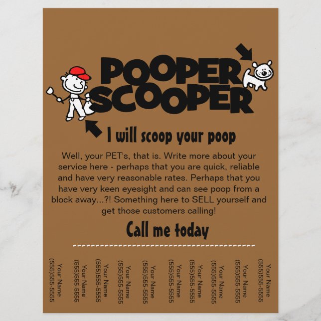Pooper Scooper business tear lakan flygare Reklamblad (Framsidan)