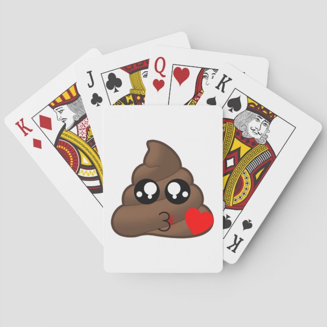 Poophjärtakärlek Emoji Kortlek (Baksidan)