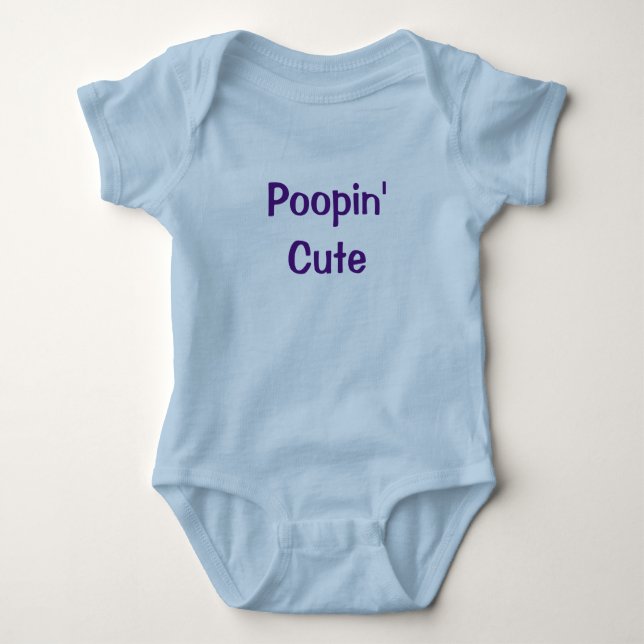Poopin'Cute Funny Blue Pojke Romper Newborn T Shirt (Framsida)