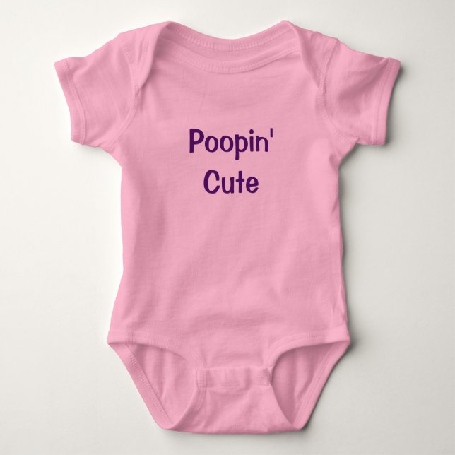Poopin'Cute Funny Rosa Flicka Romper Newborn T Shirt (Framsida)