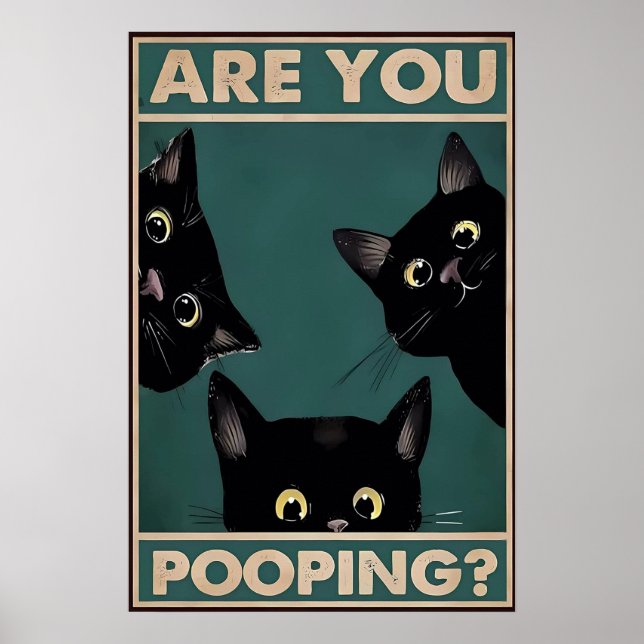 Pooping?Funny Svarta katter Poster (Framsidan)