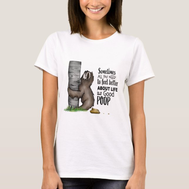 pooping Sloth T Shirt (Framsida)