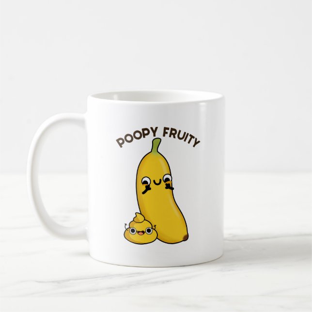 Poopy Fruktig Funny Fruit Banana Pun Kaffemugg (Vänster)