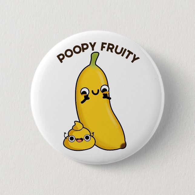Poopy Fruktig Funny Fruit Banana Pun Knapp (Framsida)