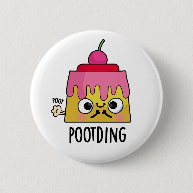 Poot-ding Funny Pudding Fart Pun Knapp (Framsida)