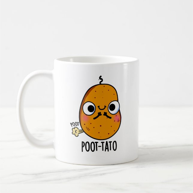 Poot-tato Funny Farting Potato Pun Kaffemugg (Vänster)