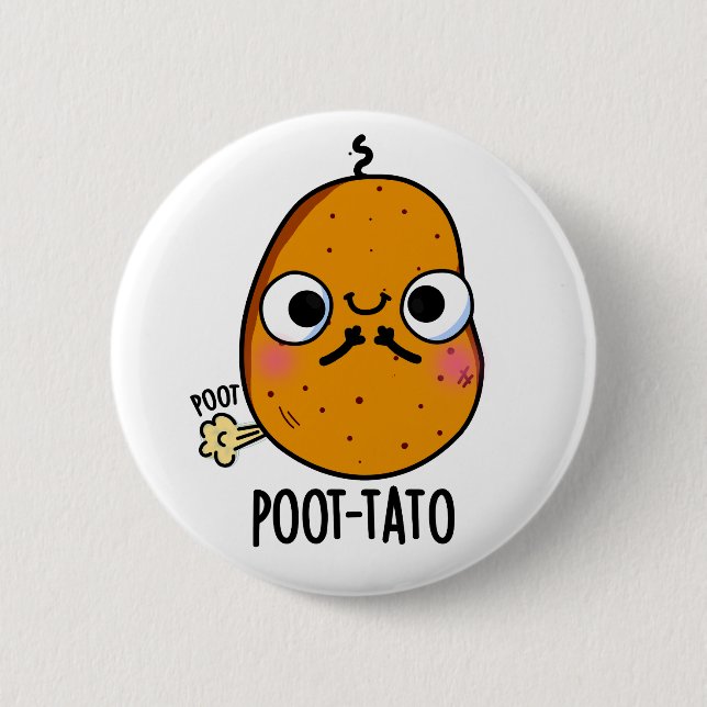 Poot-tato Funny Farting Potato Pun Knapp (Framsida)