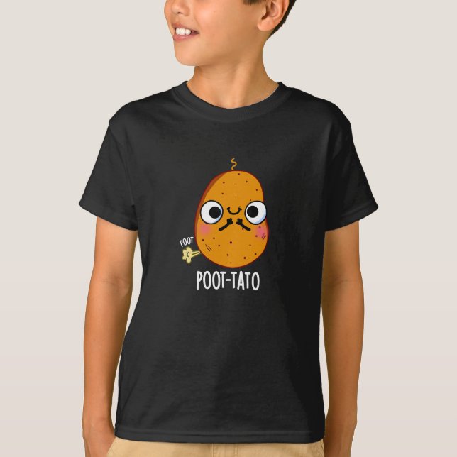 Poot-tato Funny Farting Potato Pun Mörk BG T Shirt (Framsida)
