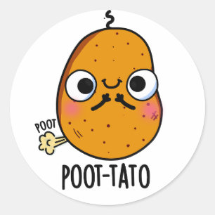 Poot-tato Funny Farting Potato Pun Runt Klistermärke