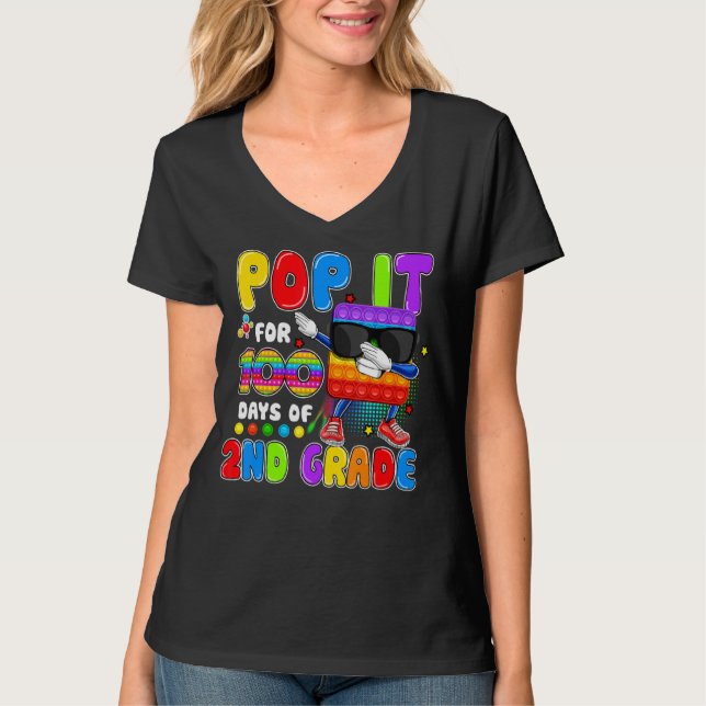 Pop: 100 dagar med 2:a Klass Fidget Leksak Dabbing T Shirt (Framsida)