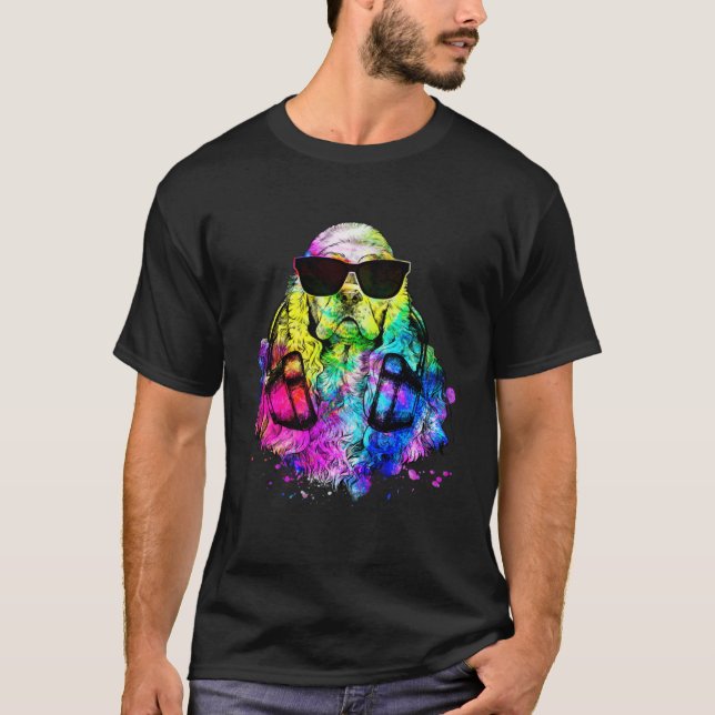 Pop American Cocker Spaniel Dog Portrait with Head T Shirt (Framsida)