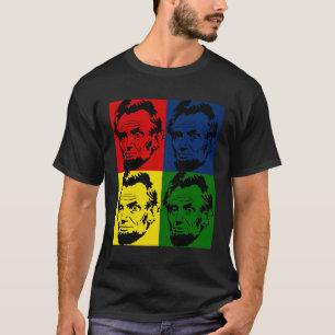 Pop art Abe Lincoln Porträtt 4 färg - Shirt Tee Shirt
