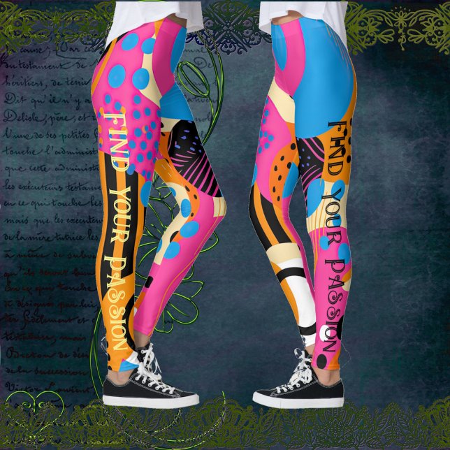 Pop Art Abstrakt Mönster Vibrant Färg Citat Leggings (Pop Art Abstract Pattern Vibrant Colors Quote Leggings)