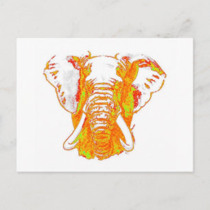 Pop Art African Elephant Vykort