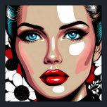 Pop Art Ai Tecknad Bok Womans Ansikte Poster<br><div class="desc">Tecknad bok är en popkonskvinna med glas som ansikte. Bakgrund till röd,  vit och svart blommigt.</div>