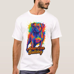 Pop Art American Bulldog - Vibrant Neon Hund T Shirt