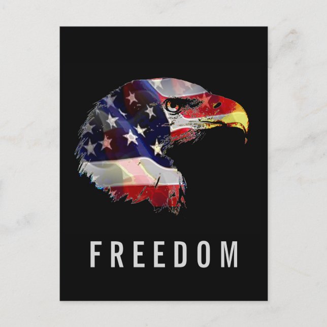Pop Art American Flag Eagle Freedom Patriot Vykort (Framsida)