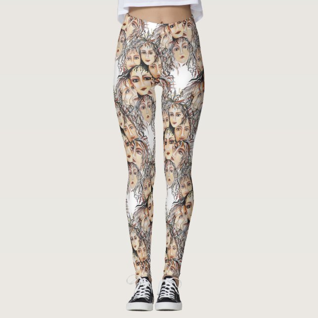 Pop Art Anime Mönster med Feminine Inslag Leggings (Framsida)