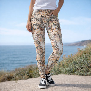 Pop Art Anime Mönster med Feminine Inslag Leggings