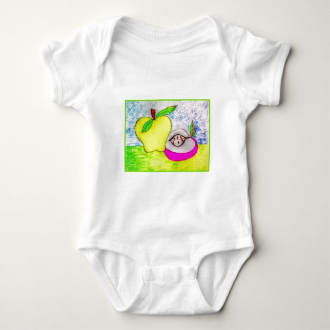 Pop Art Apples Infant Organic Creeper Tee (Framsida)