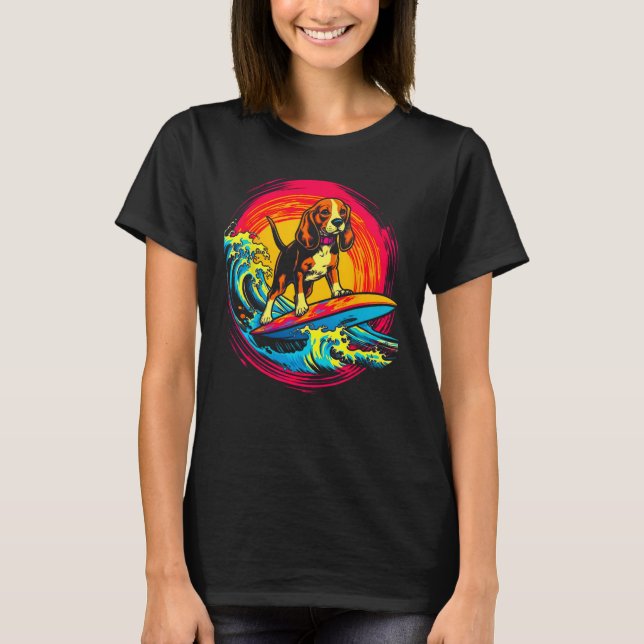 Pop Art Artist Design Beagle Dog Surf T Shirt (Framsida)
