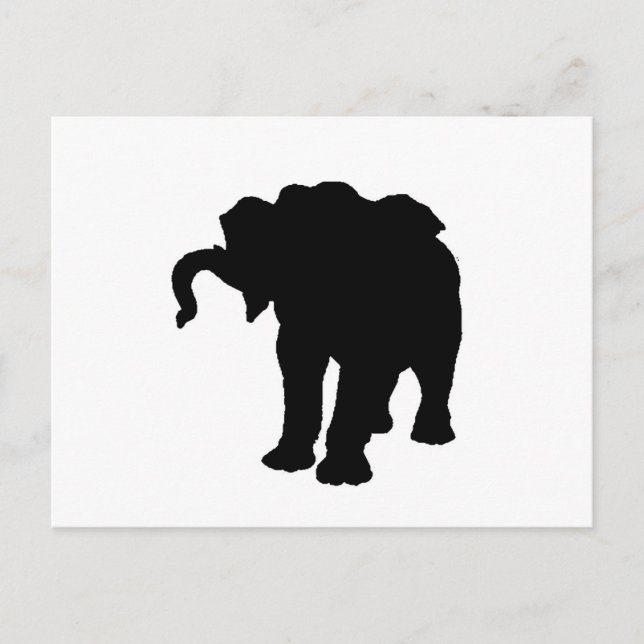 Pop Art Baby Elephant Silhouette Vykort (Framsida)