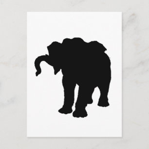 Pop Art Baby Elephant Silhouette Vykort