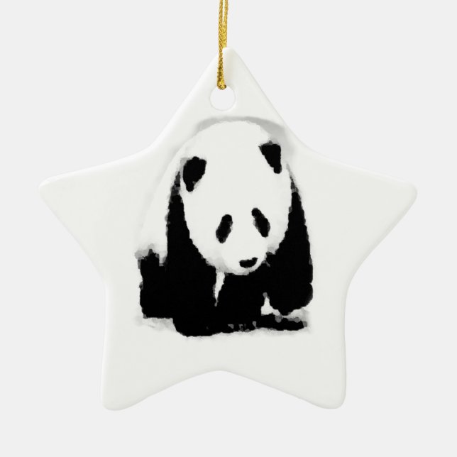 Pop Art Baby Panda Julgransprydnad Keramik (Framsidan)