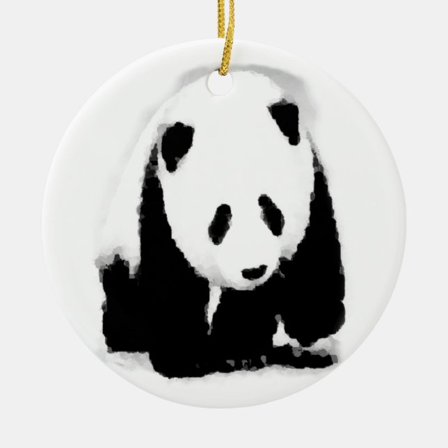Pop Art Baby Panda Julgransprydnad Keramik (Framsidan)