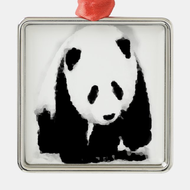 Pop Art Baby Panda Julgransprydnad Metall (Framsidan)