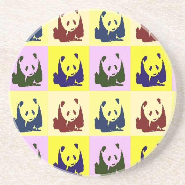 Pop Art Baby Pandas Underlägg Sandsten (Framsidan)
