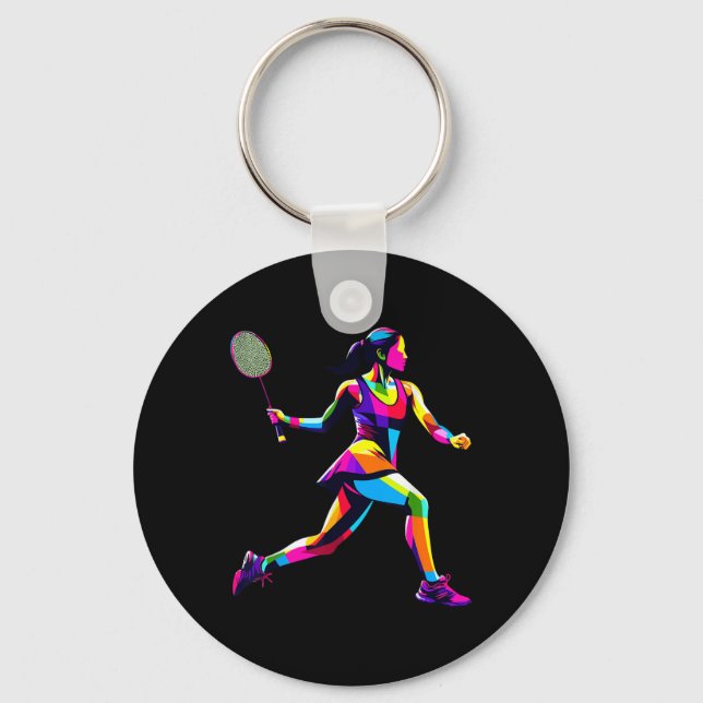 Pop Art Badmintonspelare Badmintonspelare Kvinnor  Nyckelring (Framsida)
