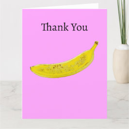 Pop Art Banana Rosa Bakgrund Tack Kort