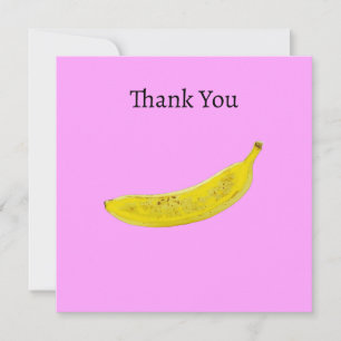 Pop Art Banana Rosa Bakgrund Tack Kort