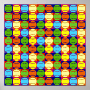 Pop Art Basebullar Mönster Poster