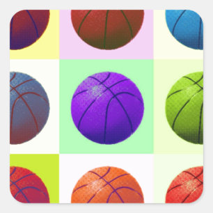 Pop Art Basketball Fyrkantigt Klistermärke