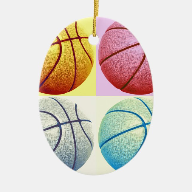 Pop Art Basketball Julgransprydnad Keramik (Framsidan)