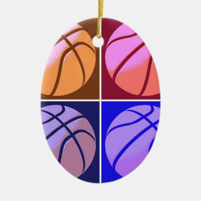 Pop Art Basketball Julgransprydnad Keramik (Framsidan)