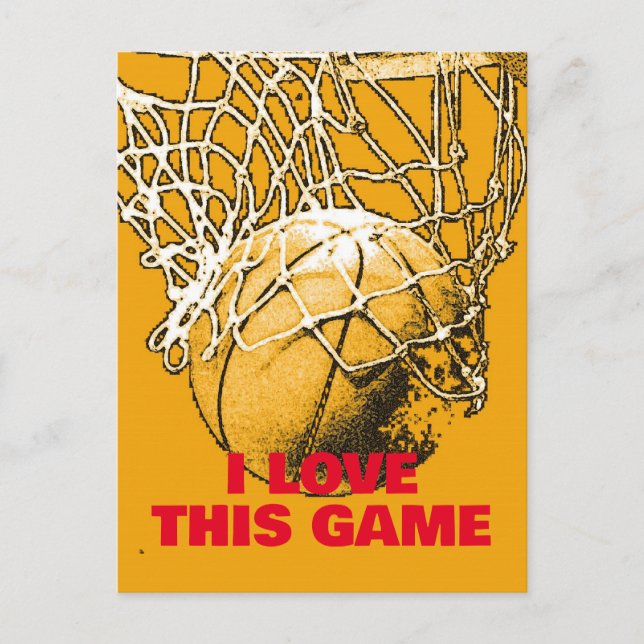 Pop Art Basketball Kärlek detta spel Vykort (Framsida)