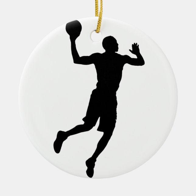 Pop Art Basketball Player Silhouette Julgransprydnad Keramik (Framsidan)