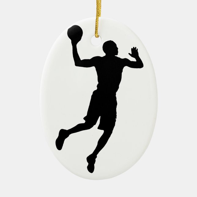 Pop Art Basketball Player Silhouette Julgransprydnad Keramik (Framsidan)