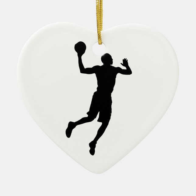 Pop Art Basketball Player Silhouette Julgransprydnad Keramik (Framsidan)