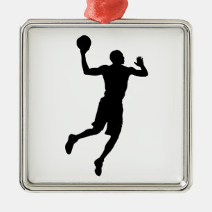 Pop Art Basketball Player Silhouette Julgransprydnad Metall